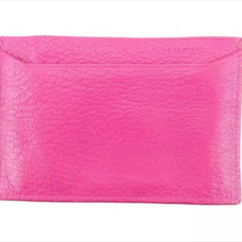 Miu Miu Card Case Logo Pink Gold leather Woman Authentic Used D1954 - Picture 2 of 7